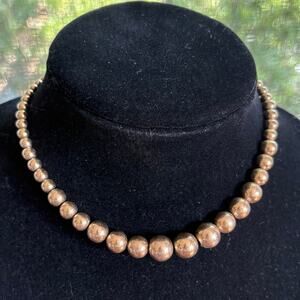 Vintage Napier Gold Tone Graduated Bead Necklace 16 Inch